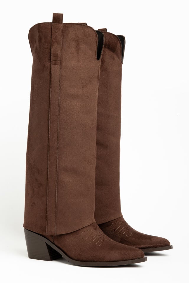 Kahve Mat Süet Düz Pantolon Western Çizme 2323 39