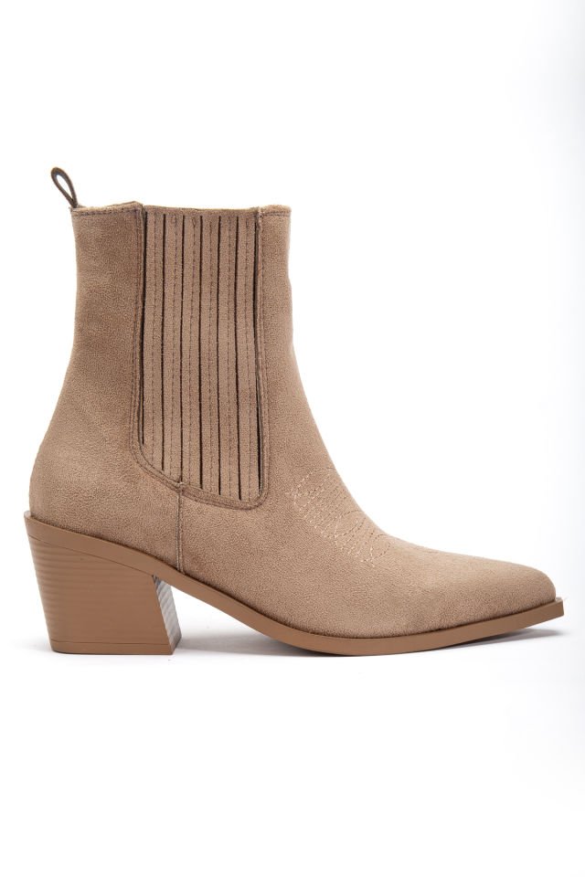 Vizon Mat Süet Sivri Burun Lastikli Western Bot 1640