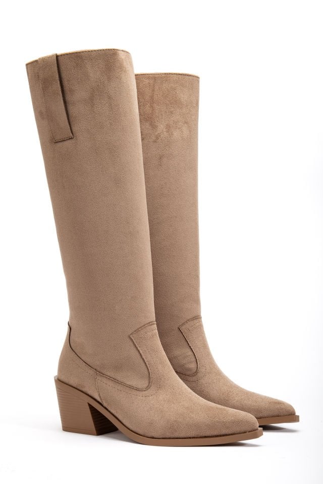 Vizon Mat Süet Binici Western Kovboy Düz Uzun Çizme 4060 39