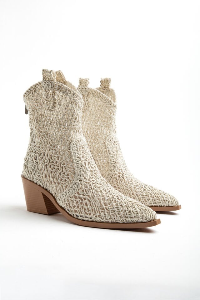 Bej Dantel Western Kovboy Bot 8110