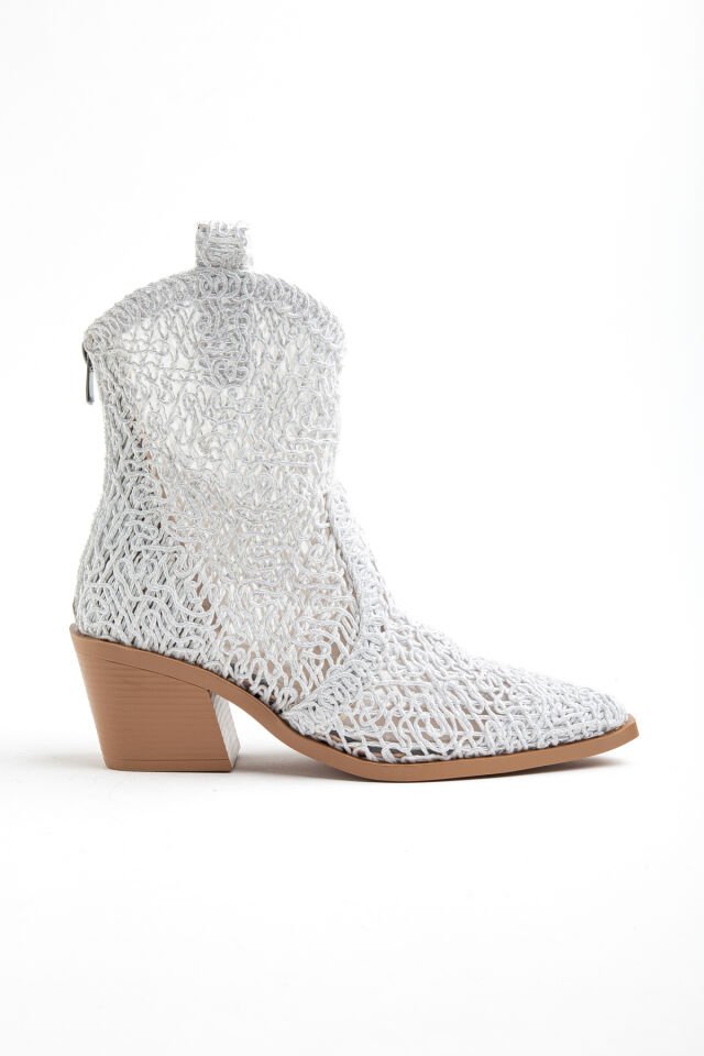 Beyaz Dantel Western Kovboy Bot 8110