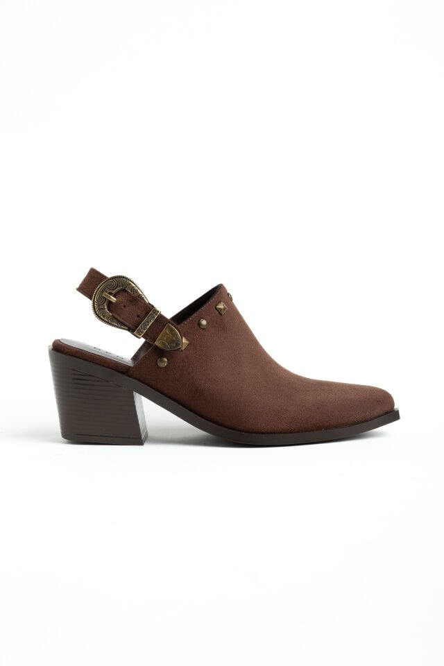 Kahve Süet Trok Detay Arkası Açık Sandalet 3265