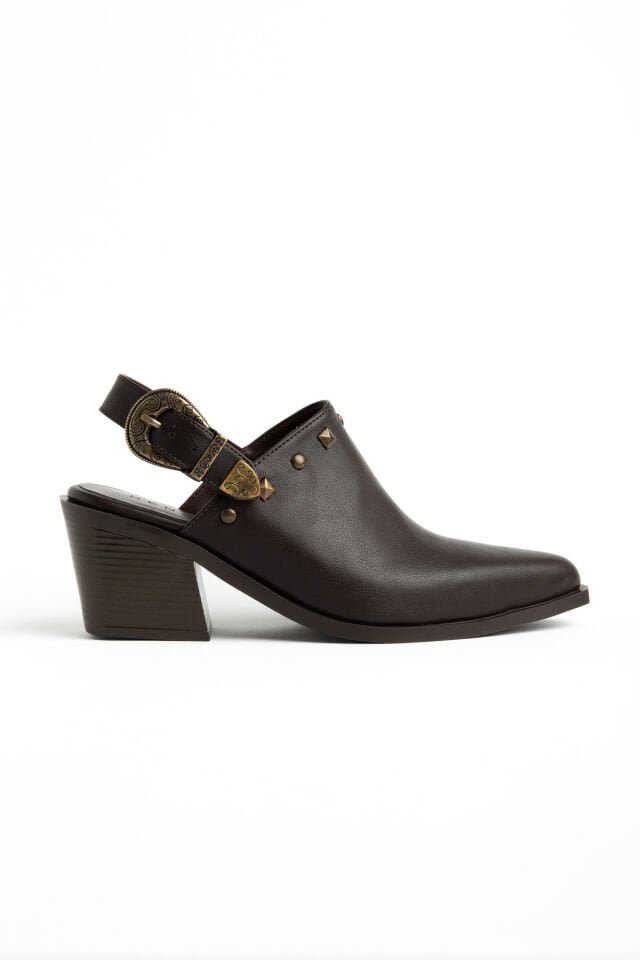 Acı Kahve Mat Deri Trok Detay Arkası Açık Sandalet 3265