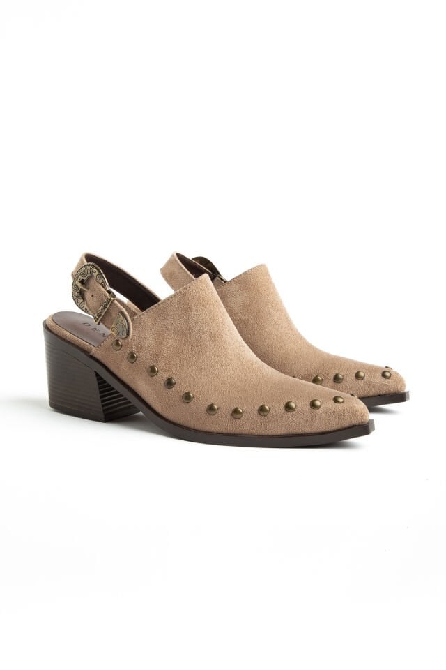 Vizon Süet Pim Detay Arkası Açık Sandalet 2745