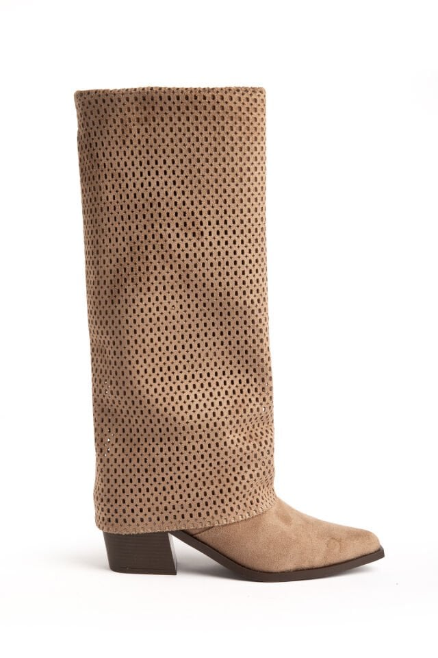 Vizon Süet Delikli Pantolon Western Çizme 6515