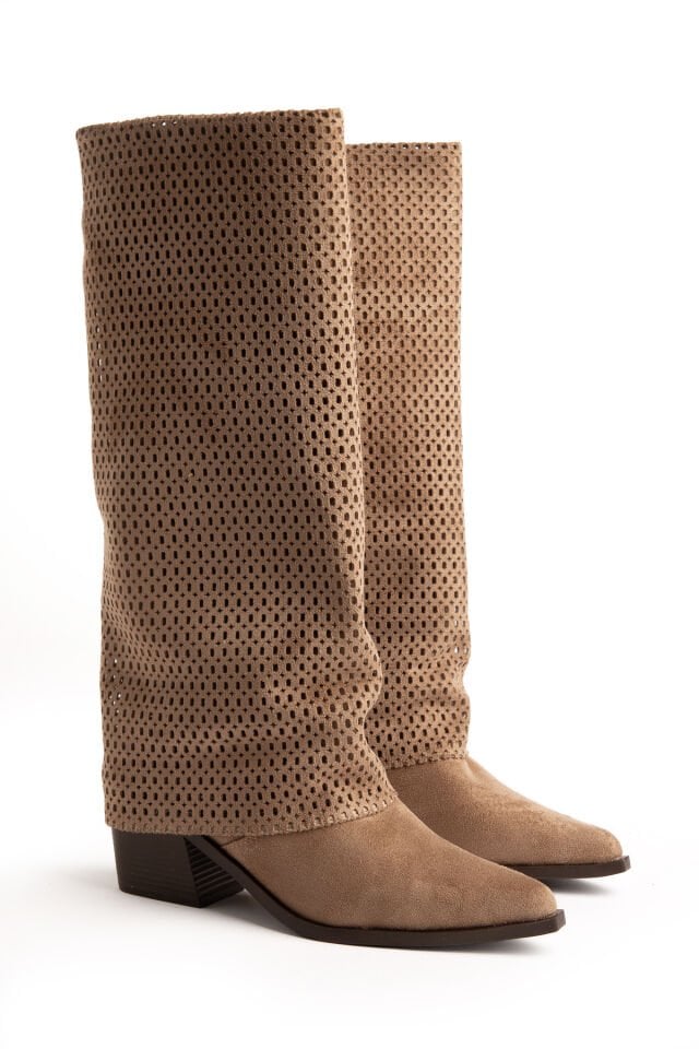 Vizon Süet Delikli Pantolon Western Çizme 6515