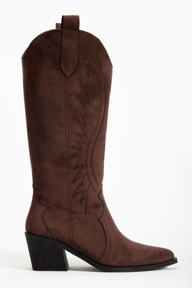 Kahve Mat Süet Western Kovboy Nakışlı Çizme 5110 39