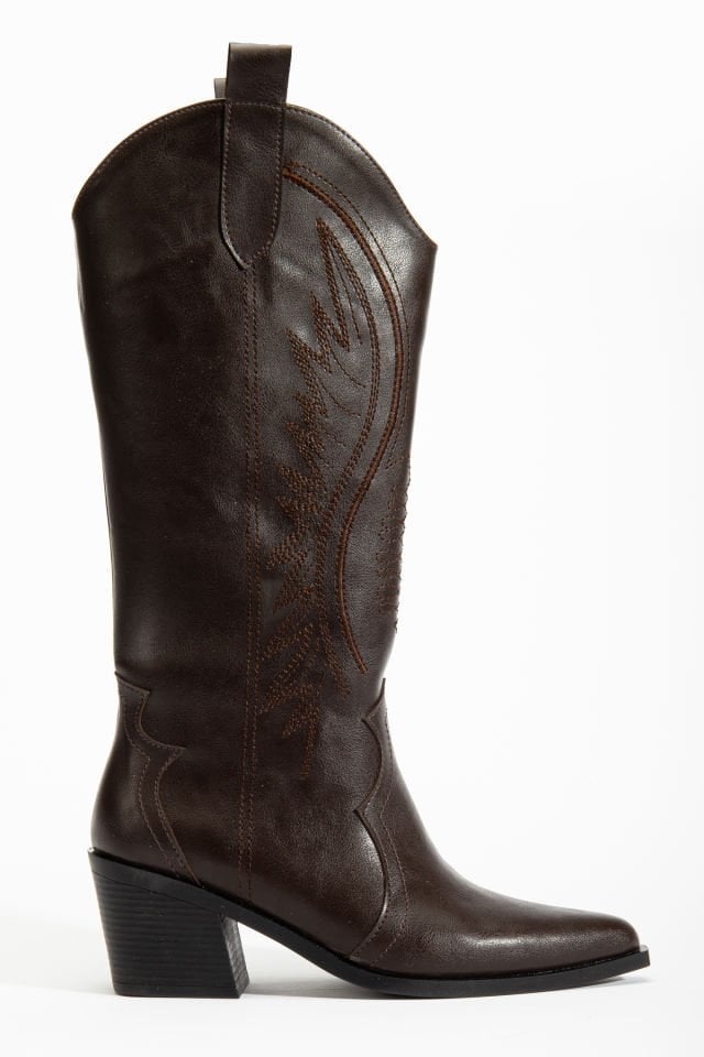 Acı Kahve  Mat Deri Western Kovboy Nakışlı Çizme 5110 36