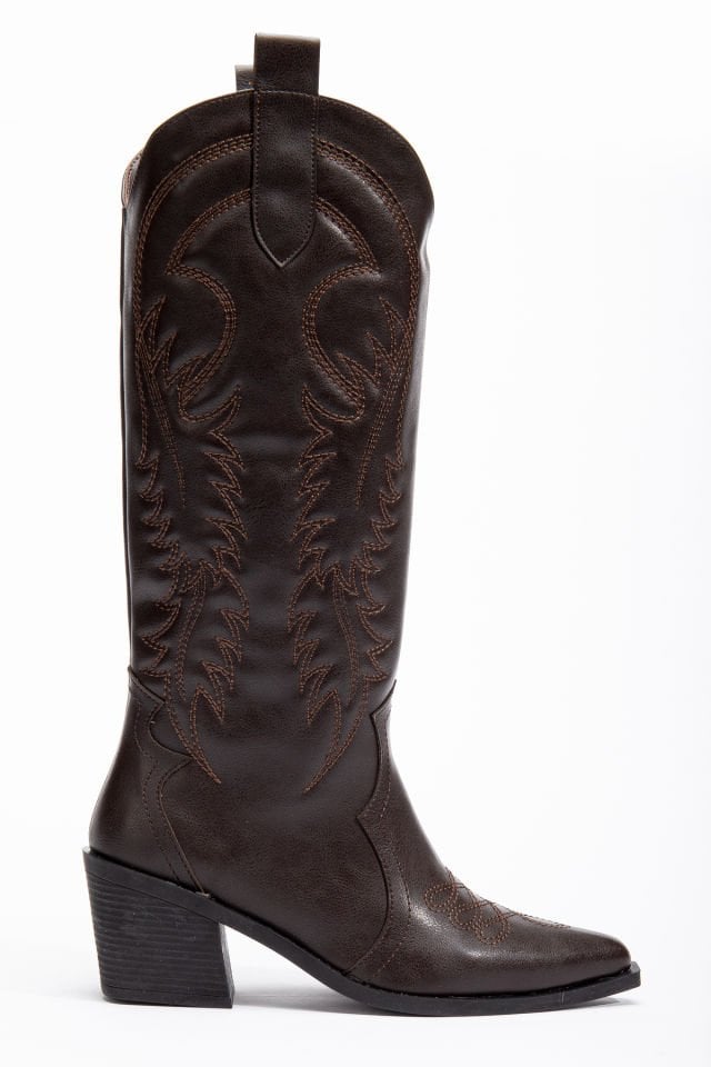 Acı Kahve  Mat Deri Western Kovboy Kabartmalı Nakışlı Çizme 5210 40