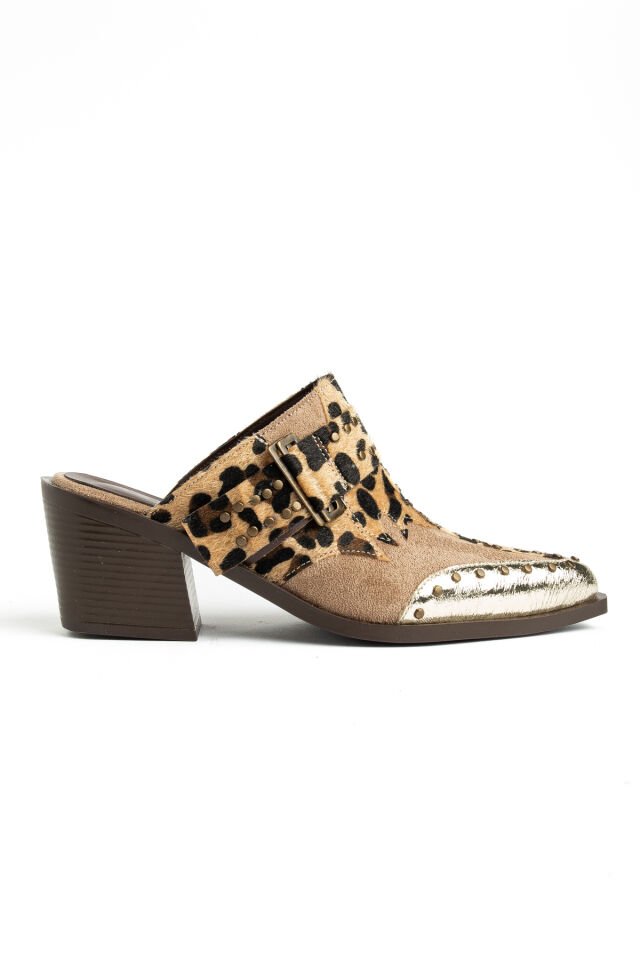 Vizon Leopar Mat Süet Pim Detay Detay Terlik 7777
