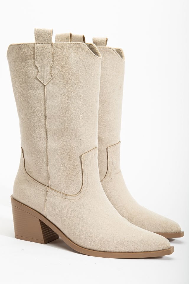 Bej Mat Süet Western Kovboy Ara Boy Bot 8080 39