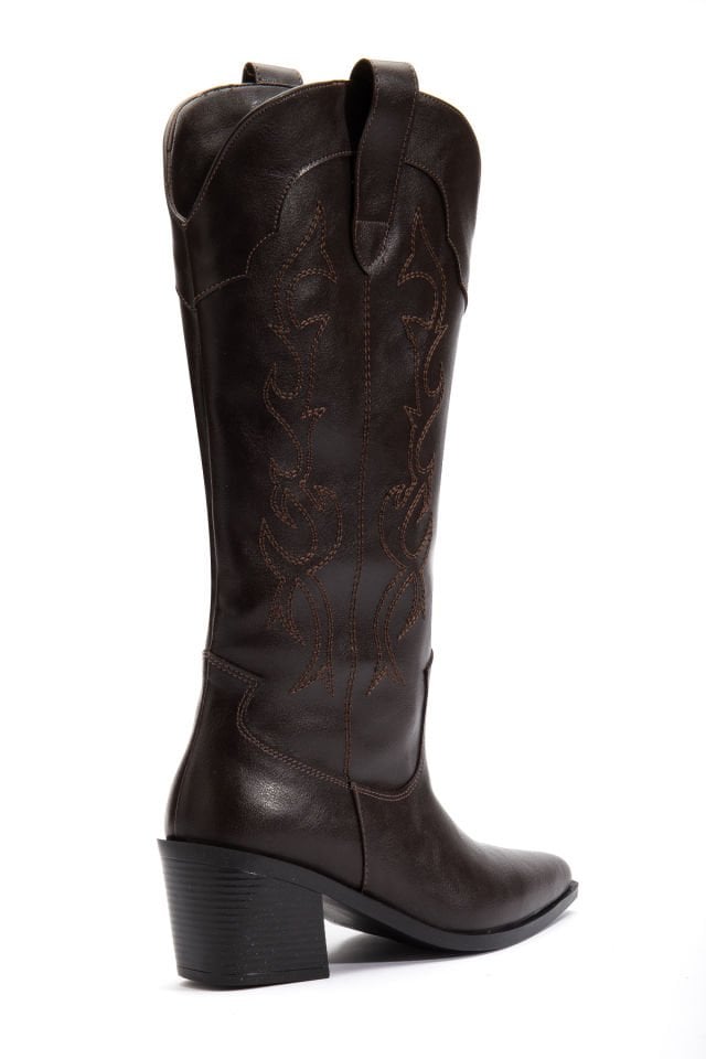Acı Kahve  Mat Deri Western Kovboy Nakışlı Çizme 7050 37