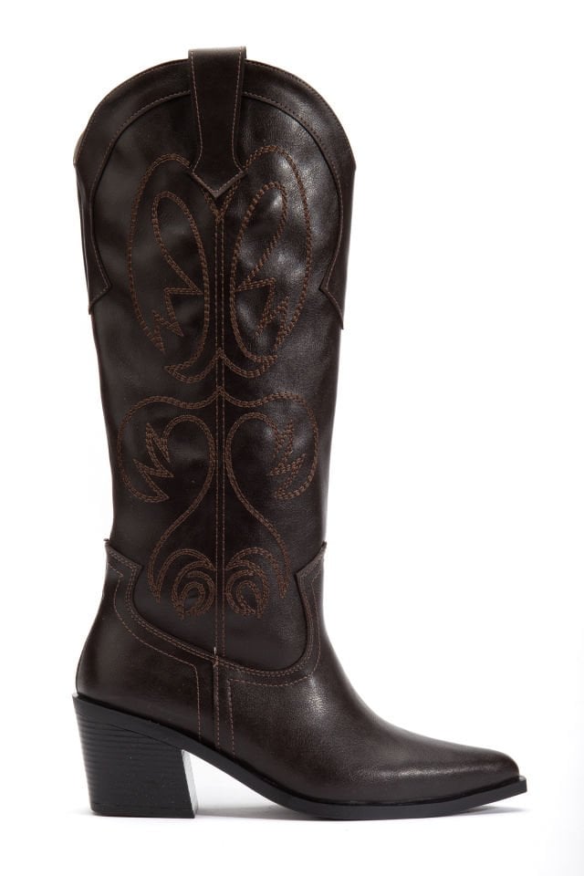 Acı Kahve Mat Deri Western Kovboy Nakışlı Çizme 2220 39