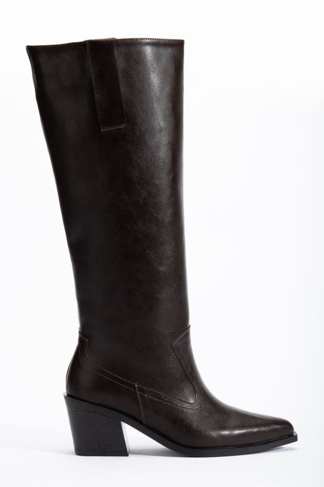 Acı Kahve  Mat Deri Western Kovboy Düz Uzun Çizme 4060 39