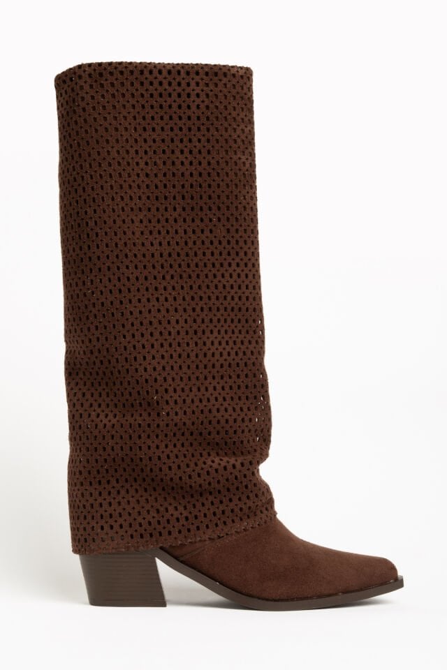 Kahve Süet Delikli Pantolon Western Çizme 6515 39