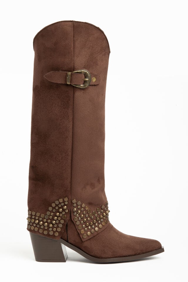 Kahve Mat Süet Trok Detay Pantolon Western Çizme 2680 39