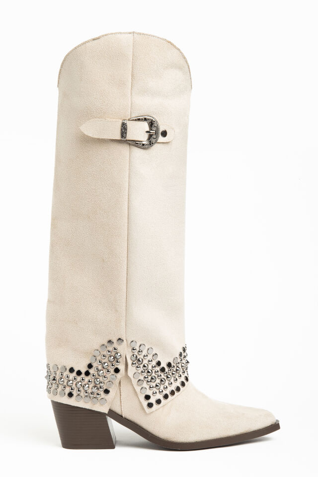 Bej Mat Süet Trok Detay Pantolon Western Çizme 2680 39
