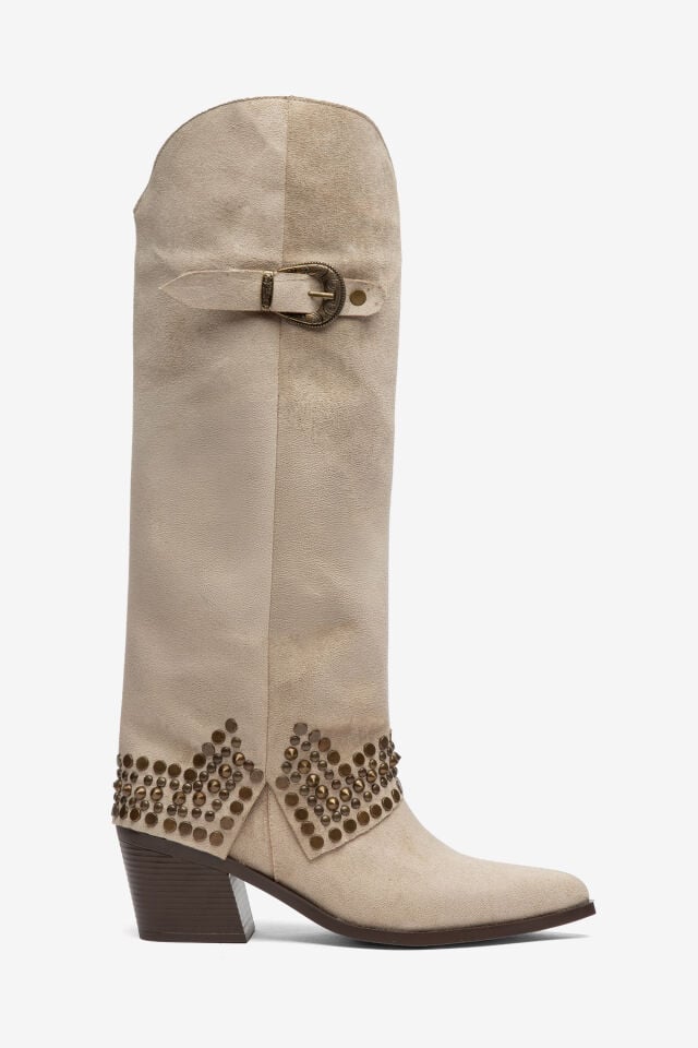 Bej Mat Süet Trok Detay Pantolon Western Çizme 2680 39